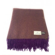 100% Wool Blanket/Throw/Rug Heather and Purple Herringbone